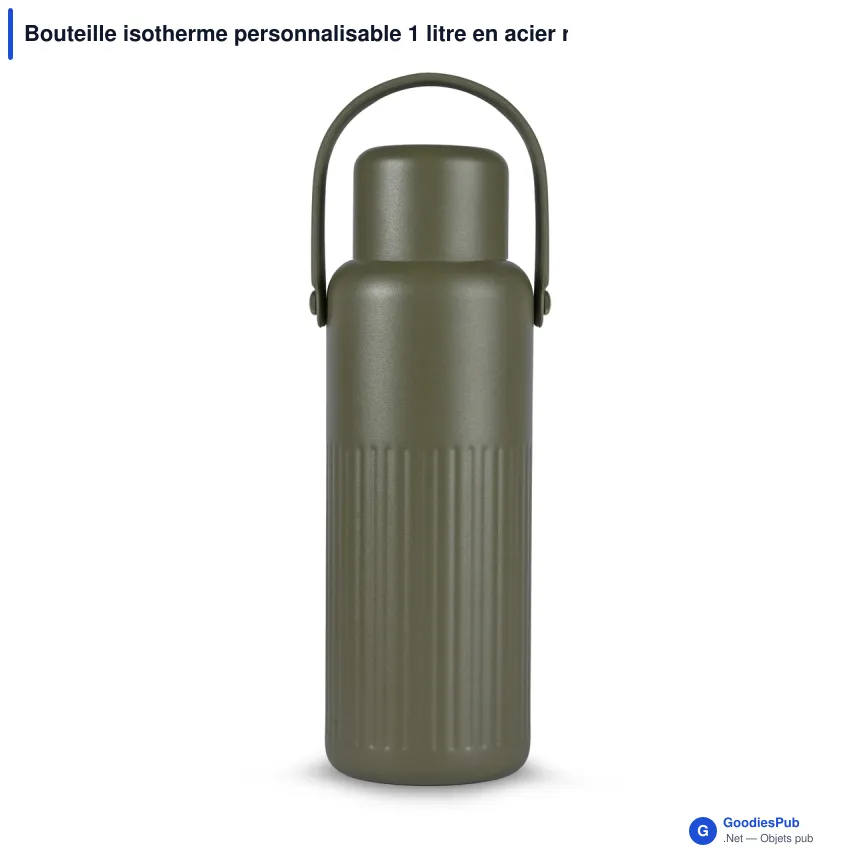 Bouteille isotherme personnalisable 1 litre en acier recyclé avec logo - Sagaform Theo - Image 4
