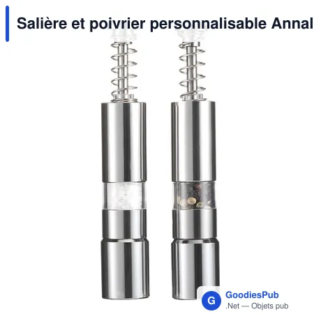Salière et poivrier personnalisable Annalena avec logo