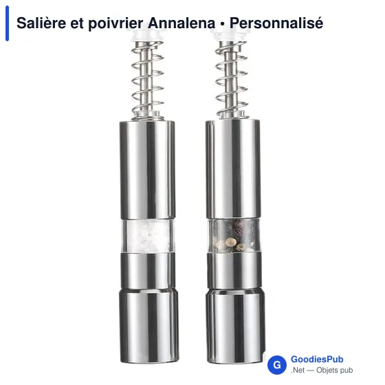 Salière et poivrier personnalisable Annalena avec logo - Image 1