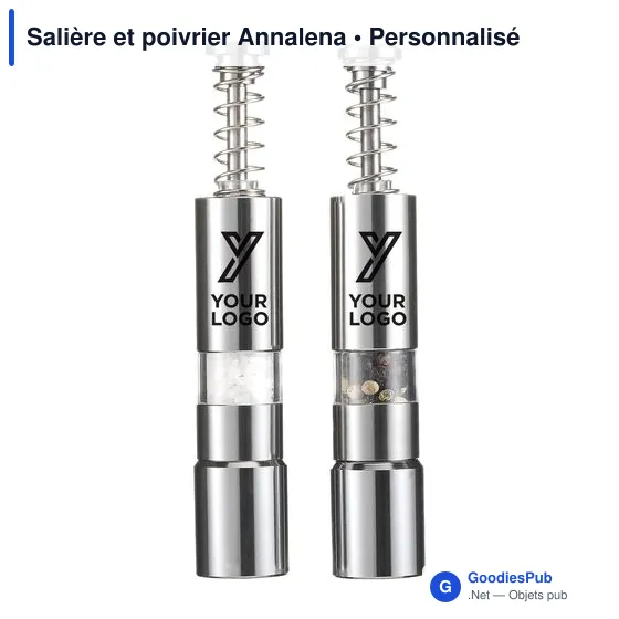 Salière et poivrier personnalisable Annalena avec logo - Image 4