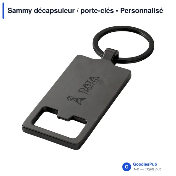 Décapsuleur porte-clés personnalisable en bois - Sammyavec logo - Image 2