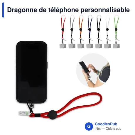 Dragonne de téléphone personnalisable en R-PET avec logo - Poignet