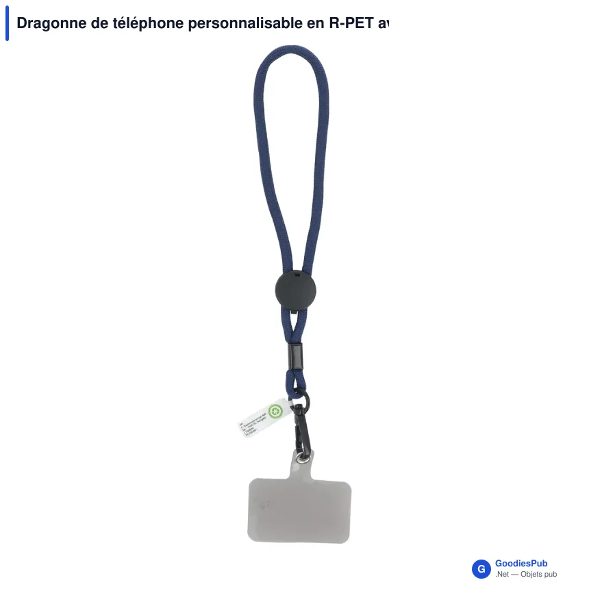Dragonne de téléphone personnalisable en R-PET avec logo - Poignet - Image 2