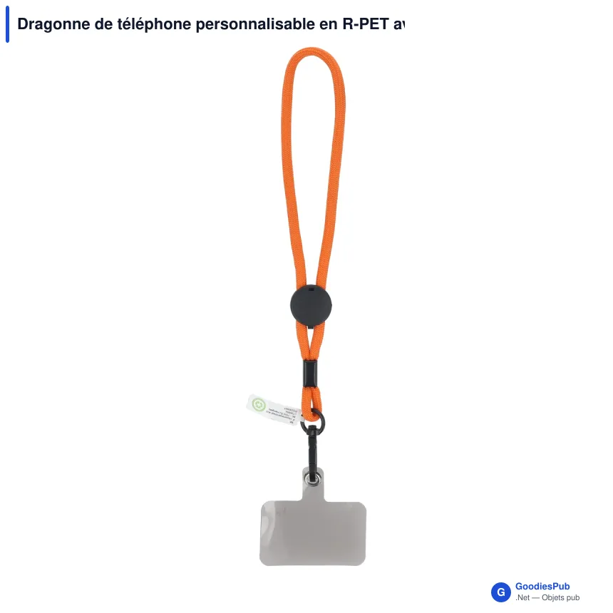 Dragonne de téléphone personnalisable en R-PET avec logo - Poignet - Image 3