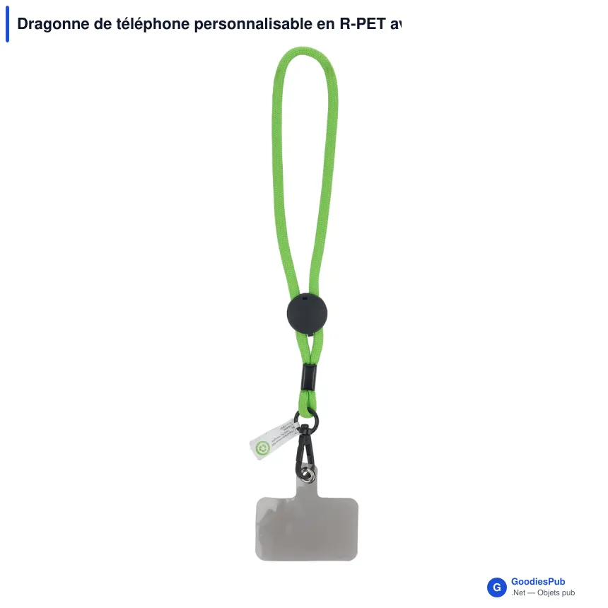 Dragonne de téléphone personnalisable en R-PET avec logo - Poignet - Image 4