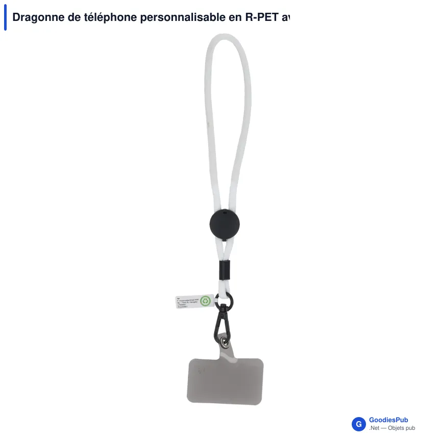 Dragonne de téléphone personnalisable en R-PET avec logo - Poignet - Image 5