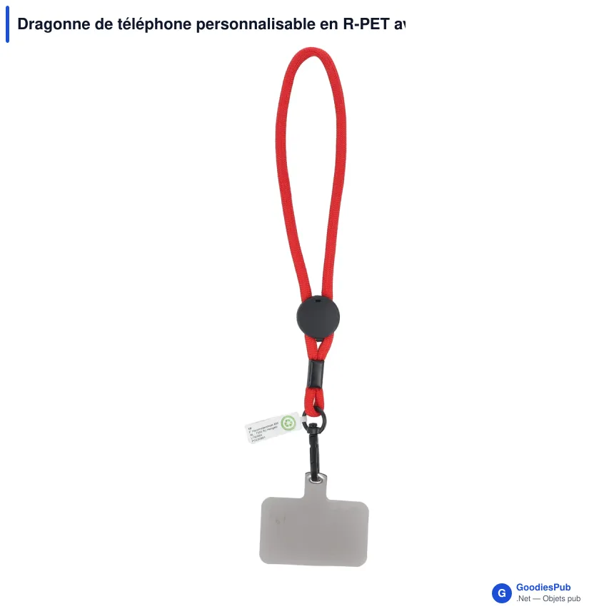 Dragonne de téléphone personnalisable en R-PET avec logo - Poignet - Image 6