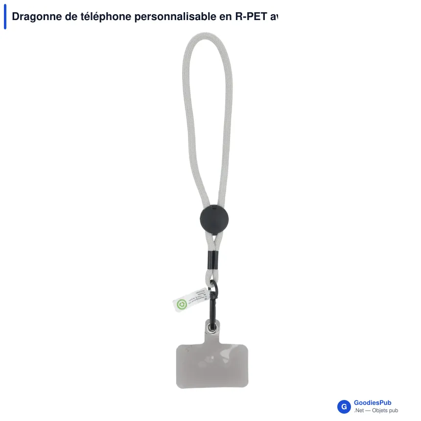 Dragonne de téléphone personnalisable en R-PET avec logo - Poignet - Image 7