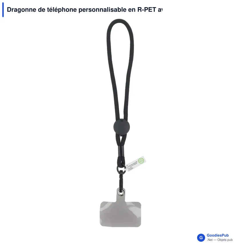 Dragonne de téléphone personnalisable en R-PET avec logo - Poignet - Image 8
