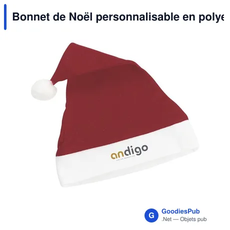 Bonnet de Noël personnalisable en polyester avec logo - Santa Hat
