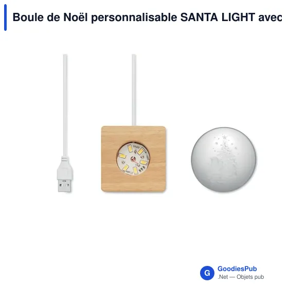 Boule de Noël personnalisable SANTA LIGHT avec logo et LED - Image 2