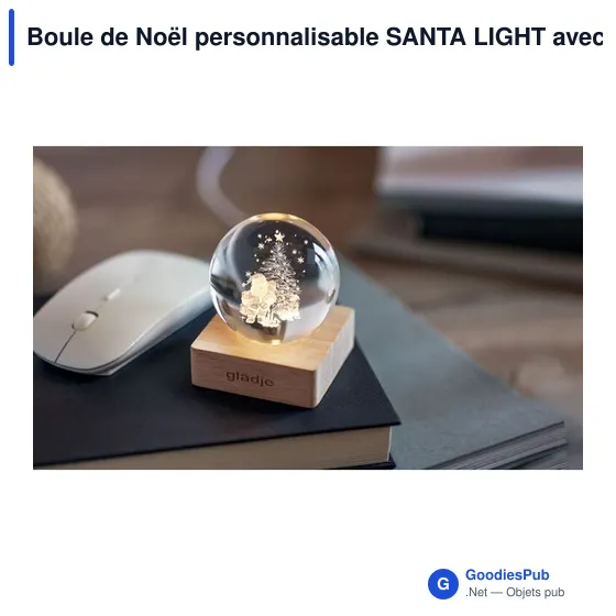 Boule de Noël personnalisable SANTA LIGHT avec logo et LED - Image 4