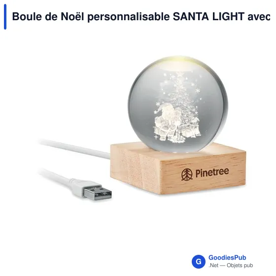 Boule de Noël personnalisable SANTA LIGHT avec logo et LED - Image 8