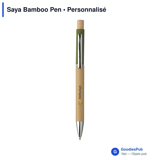 Stylo à bille personnalisable en bambou avec logo - Saya Bamboo Pen - Image 12