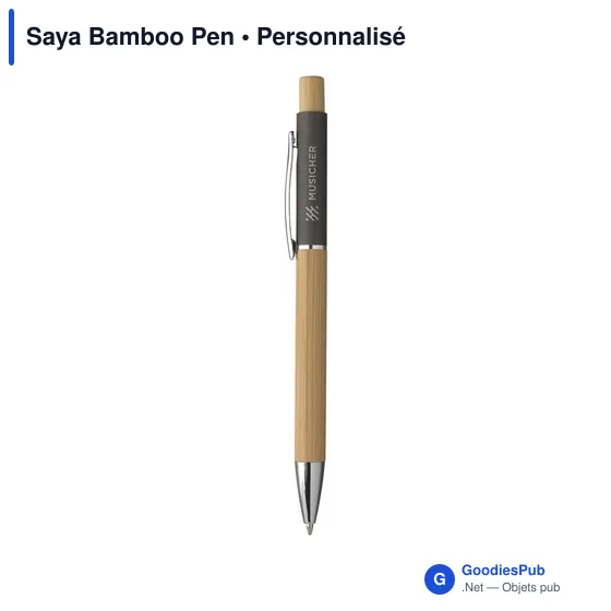 Stylo à bille personnalisable en bambou avec logo - Saya Bamboo Pen - Image 4