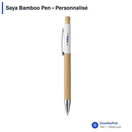 Stylo à bille personnalisable en bambou avec logo - Saya Bamboo Pen - Image 9