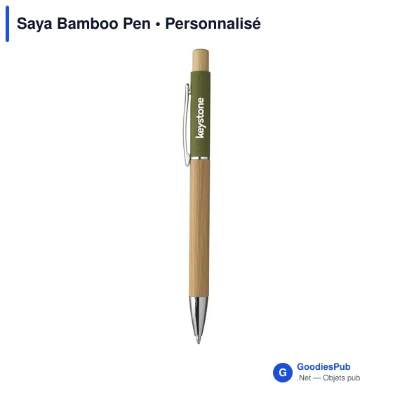 Stylo à bille personnalisable en bambou avec logo - Saya Bamboo Pen - Image 10