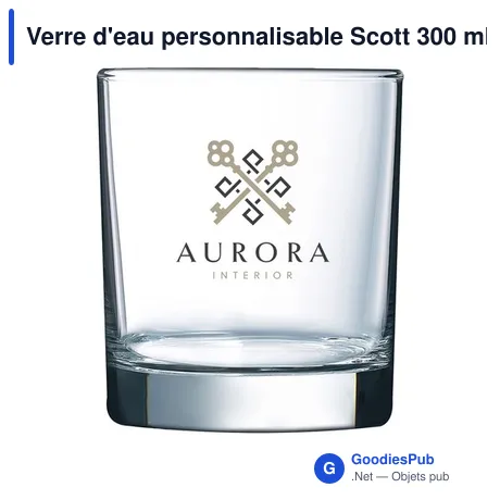 Verre d'eau personnalisable Scott 300 ml avec logo