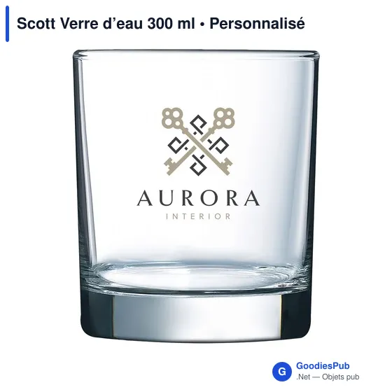 Verre d'eau personnalisable Scott 300 ml avec logo - Image 1