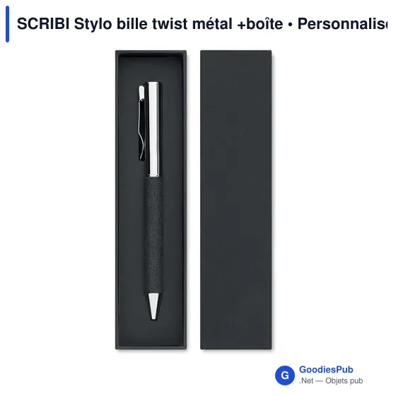 SCRIBI Stylo bille twist métal +boîte - Image 2
