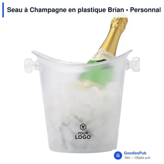 Seau à Champagne en plastique personnalisable avec logo - Brian - Image 4
