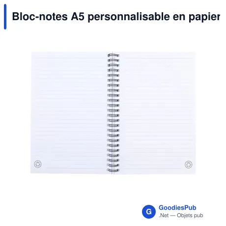 Bloc-notes A5 personnalisable en papier à graines avec logo