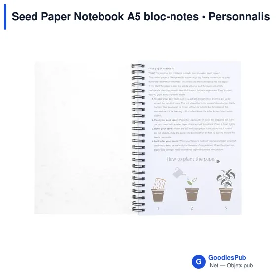 Bloc-notes A5 personnalisable en papier à graines avec logo - Image 5