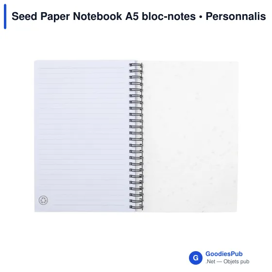 Bloc-notes A5 personnalisable en papier à graines avec logo - Image 6
