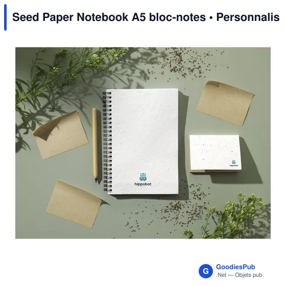 Bloc-notes A5 personnalisable en papier à graines avec logo - Image 10