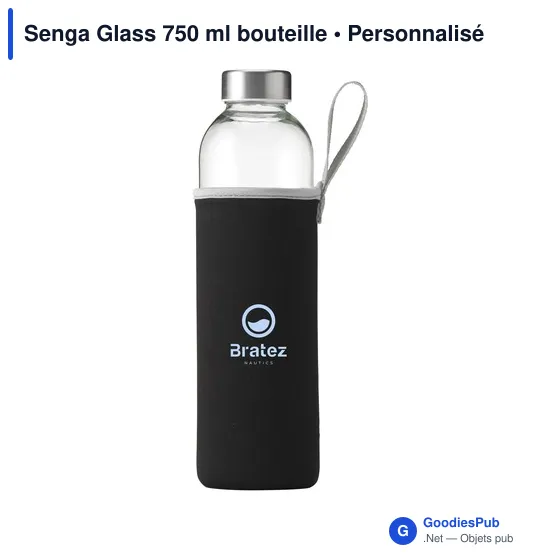 Bouteille en verre personnalisable Senga Glass 750 ml avec logo - Image 1