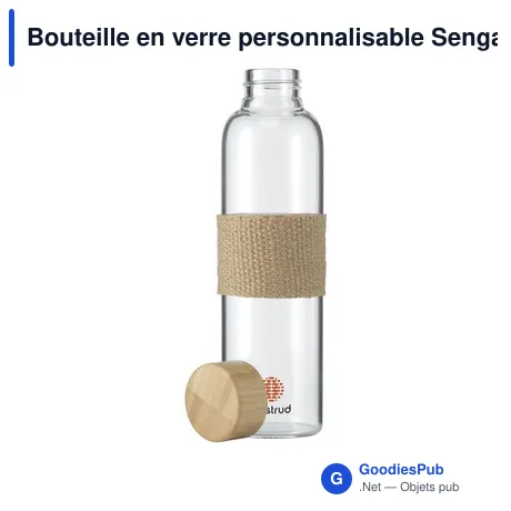 Bouteille en verre personnalisable Senga Glass Bamboo 500 ml avec logo