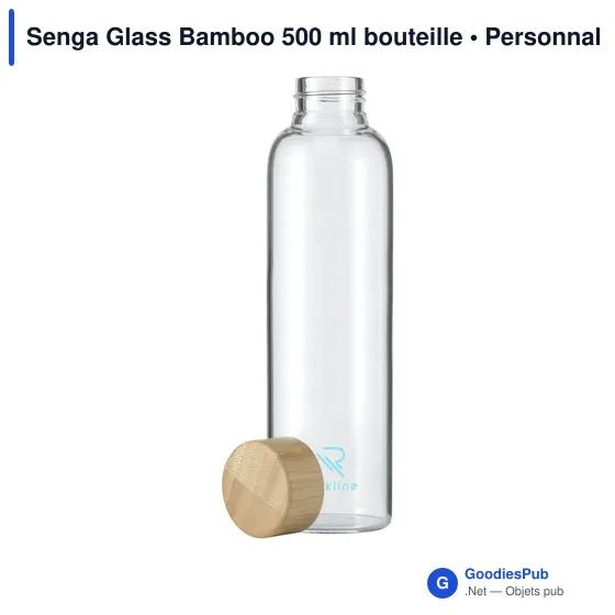Bouteille en verre personnalisable Senga Glass Bamboo 500 ml avec logo - Image 2