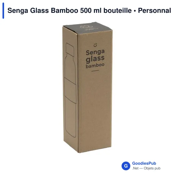 Bouteille en verre personnalisable Senga Glass Bamboo 500 ml avec logo - Image 3
