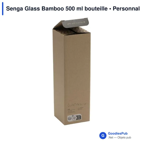 Bouteille en verre personnalisable Senga Glass Bamboo 500 ml avec logo - Image 4