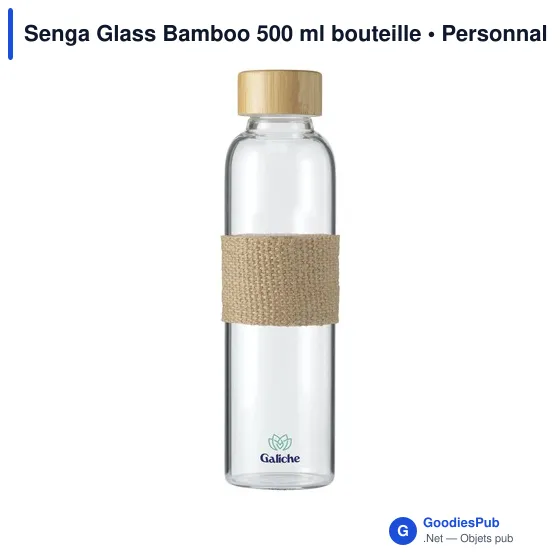 Bouteille en verre personnalisable Senga Glass Bamboo 500 ml avec logo - Image 5