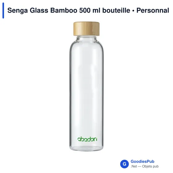 Bouteille en verre personnalisable Senga Glass Bamboo 500 ml avec logo - Image 6
