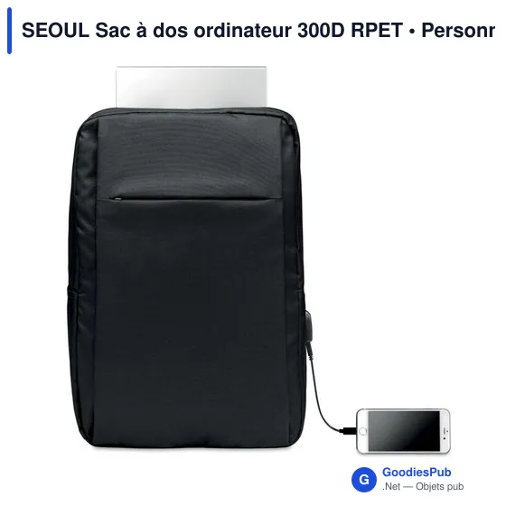 SEOUL Sac à dos ordinateur 300D RPET - Image 2