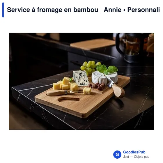 Service à fromage personnalisable en bambou avec logo - Annie - Image 2