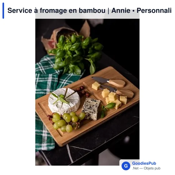 Service à fromage personnalisable en bambou avec logo - Annie - Image 3
