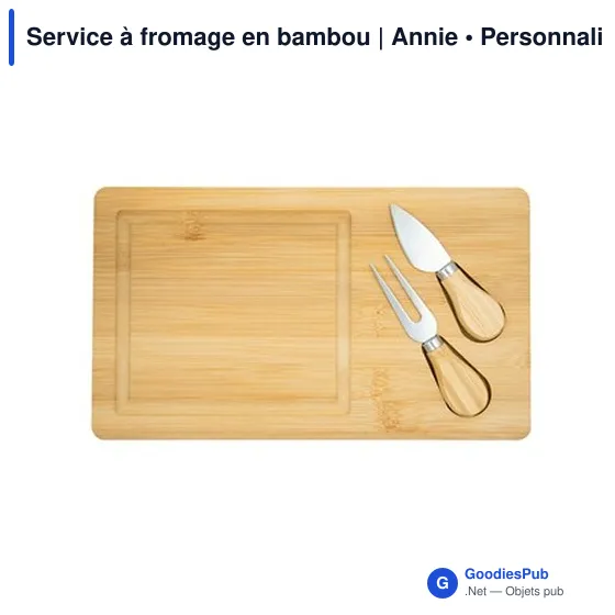 Service à fromage personnalisable en bambou avec logo - Annie - Image 5