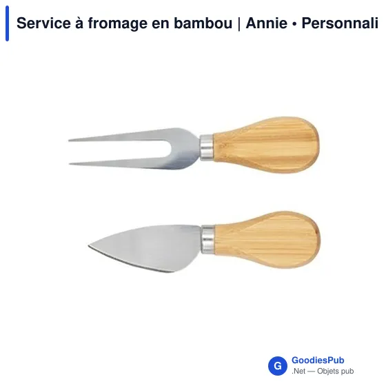 Service à fromage personnalisable en bambou avec logo - Annie - Image 7