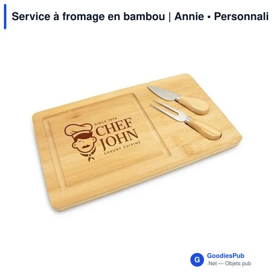 Service à fromage personnalisable en bambou avec logo - Annie - Image 8