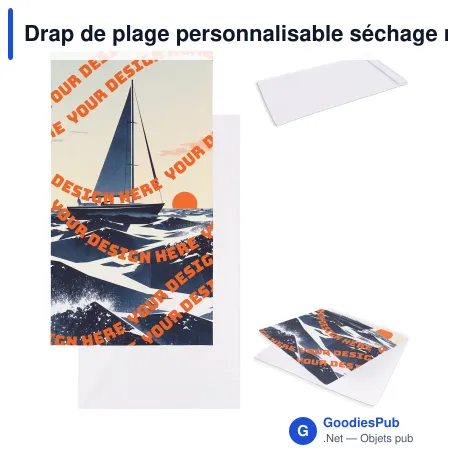 Drap de plage personnalisable séchage rapide 100 x 180 cm avec logo - Quick Dry