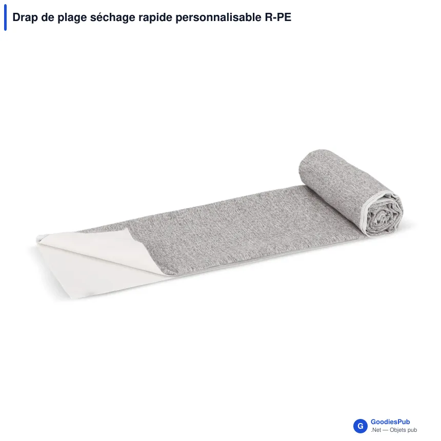Drap de plage séchage rapide personnalisable R-PET avec logo - 100 x 180 cm - Image 2