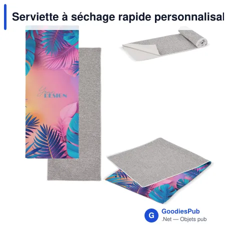 Serviette à séchage rapide personnalisable en R-PET avec logo - 30 x 80 cm