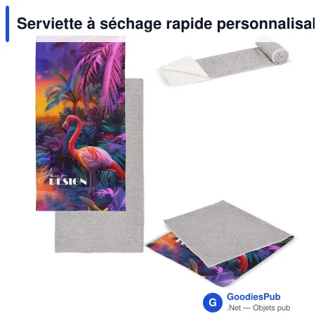 Serviette à séchage rapide personnalisable en R-PET avec logo - 50 x 100 cm