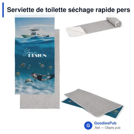 Serviette de toilette séchage rapide personnalisable R-PET avec logo - 70 x 140 cm