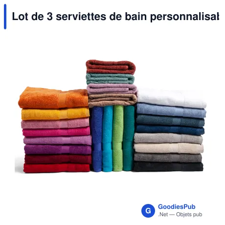 Lot de 3 serviettes de bain personnalisable Fairtrade 70 x 130 cm avec logo - Lord Nelson