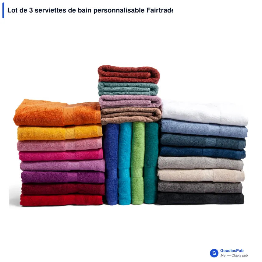 Lot de 3 serviettes de bain personnalisable Fairtrade 70 x 130 cm avec logo - Lord Nelson - Image 1