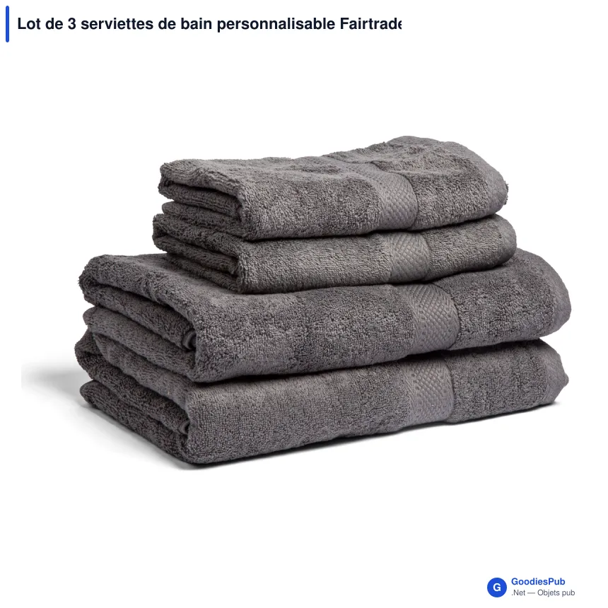 Lot de 3 serviettes de bain personnalisable Fairtrade 70 x 130 cm avec logo - Lord Nelson - Image 2